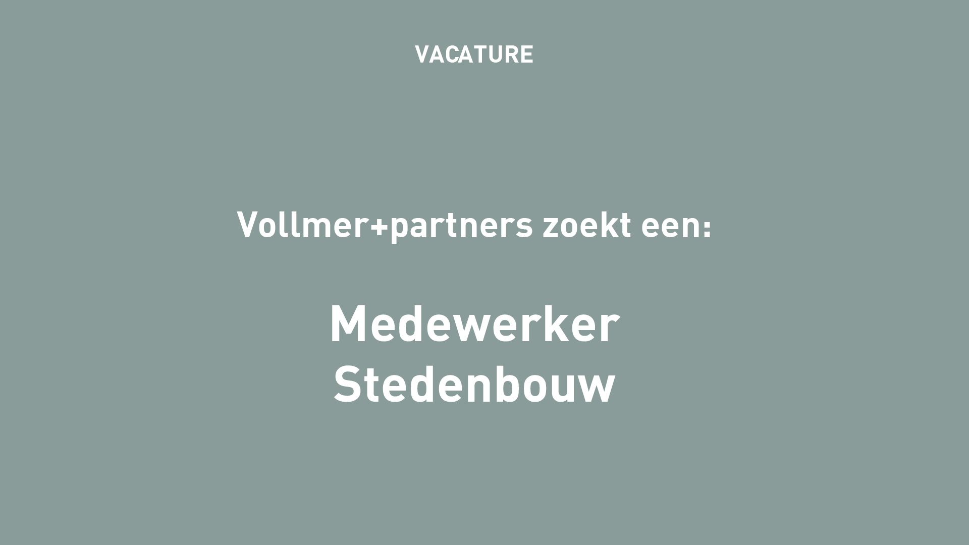 Vacature medewerker Stedenbouw